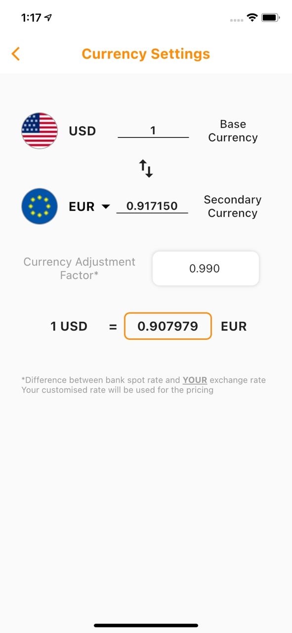 currency settings